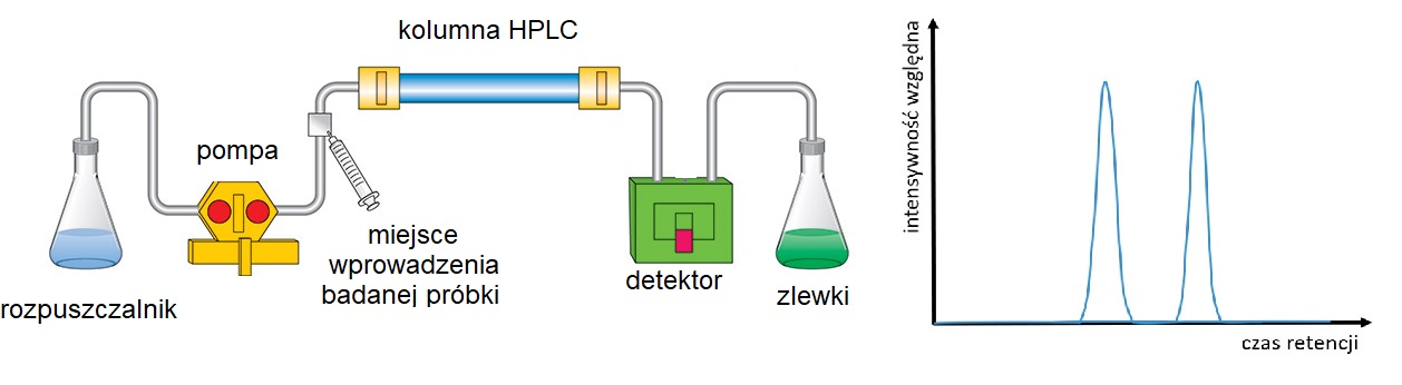 Schemat działania chromatografii cieczowej (HPLC).