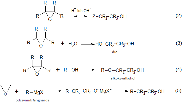 Reakcje charakterystyczne epoksydów.