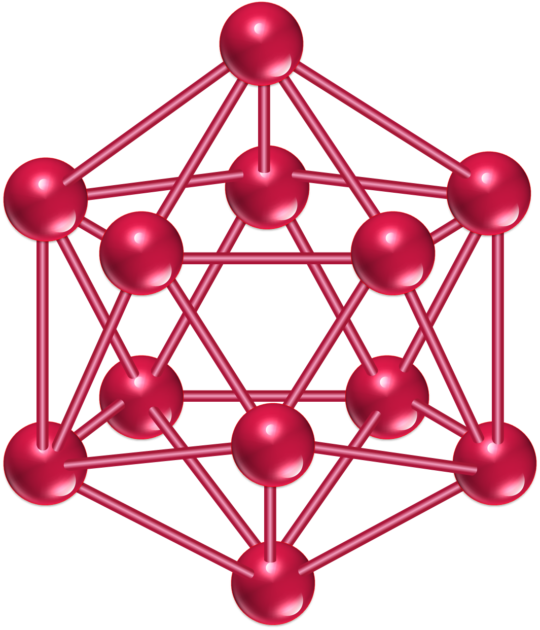 Dwudziestościenny klaster boru - ikosaedr.
