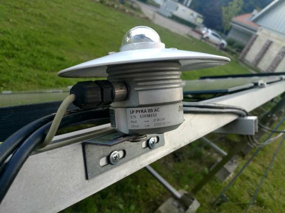 Pyranometer working in real conditions installed to the photovoltaic module in the Photovoltaic Center in Miękinia. Photo – author’s archive.