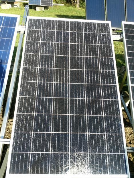 Damaged PV photovoltaic panel glass by stone impact. Photo – author's archive.