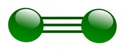 Model dwuatomowej cząsteczki azotu.